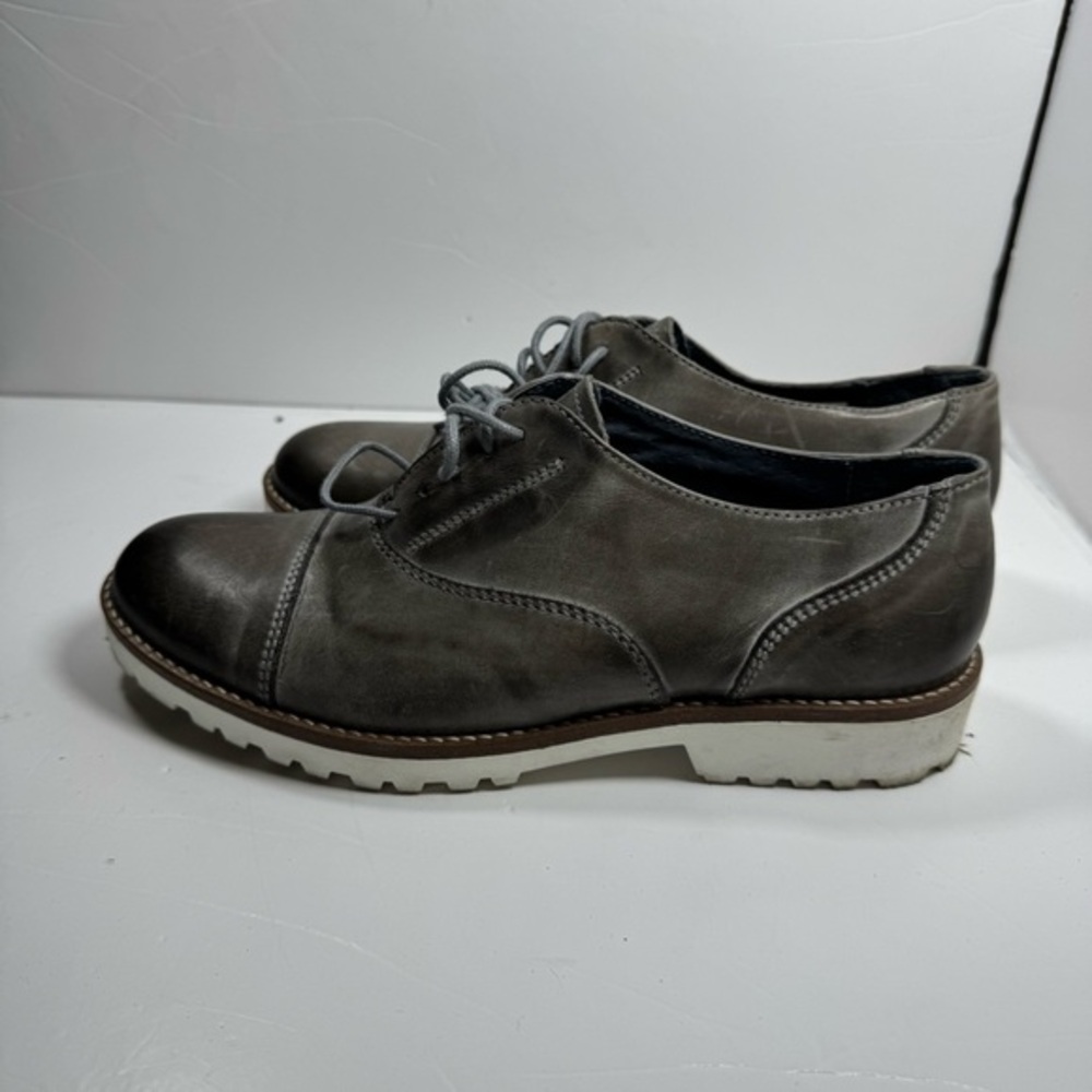 Romano Sicari Gray Leather Oxford Shoes Sz 38 7.5 Women Made in Italy Academia - Picture 4 of 13